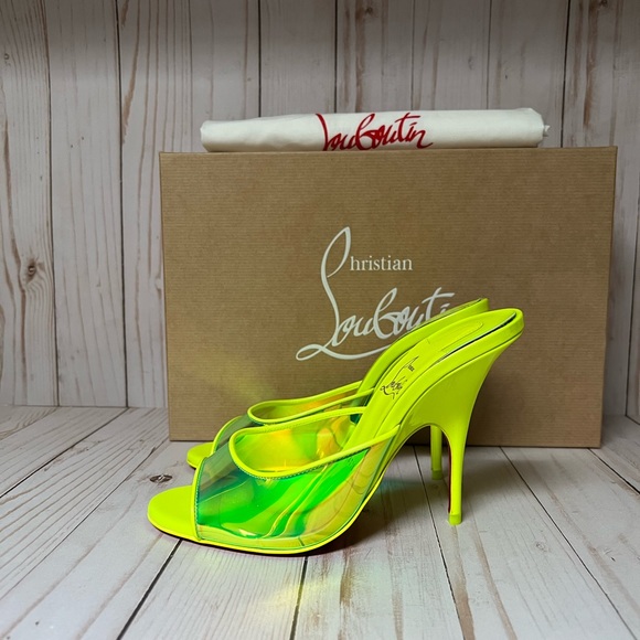 Christian Louboutin Just Arch 100 PVC Slide Sandal Flou Yellow Sz 37 / 7 - Picture 3 of 13
